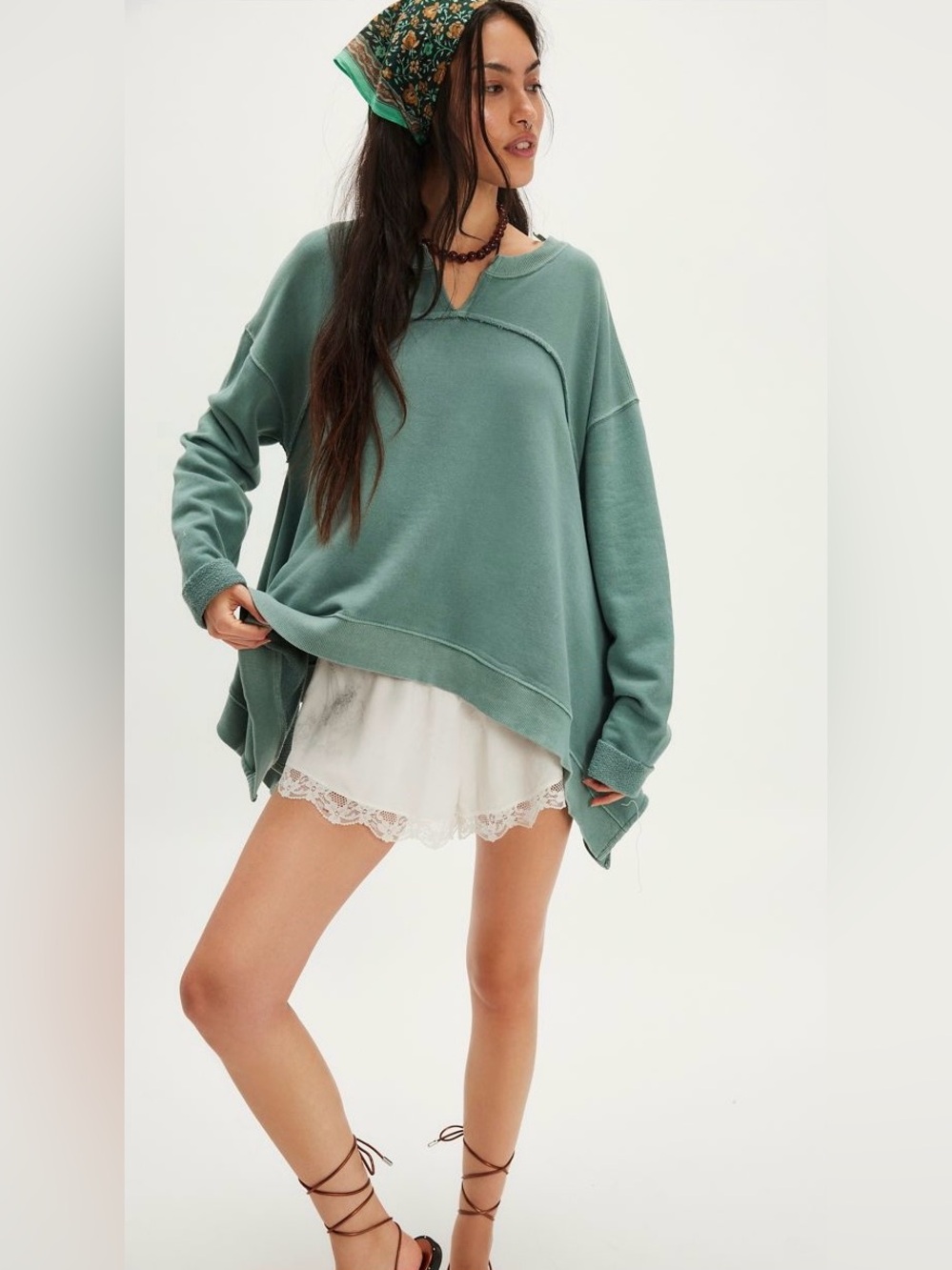 Free People ~ Cascade Sweatshirt ~ Bottle Green ~ XS ~ * N W T *